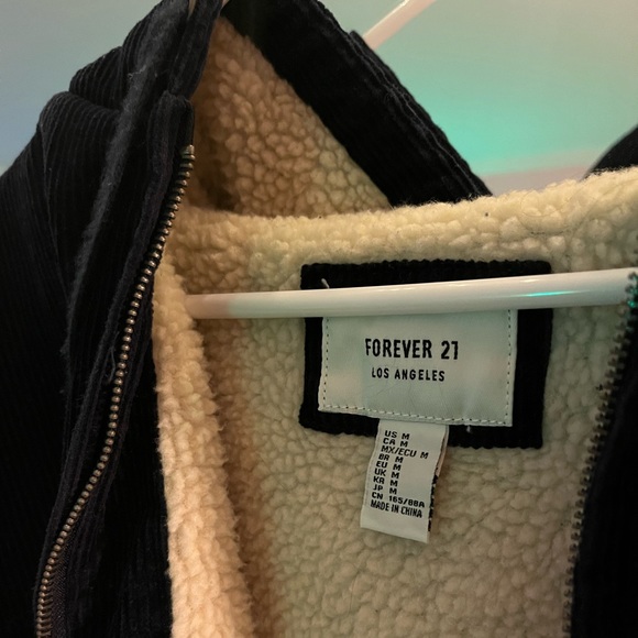 Forever 21 blue ribbed coat with a fuzzy material on the inside, Size M - Picture 2 of 2